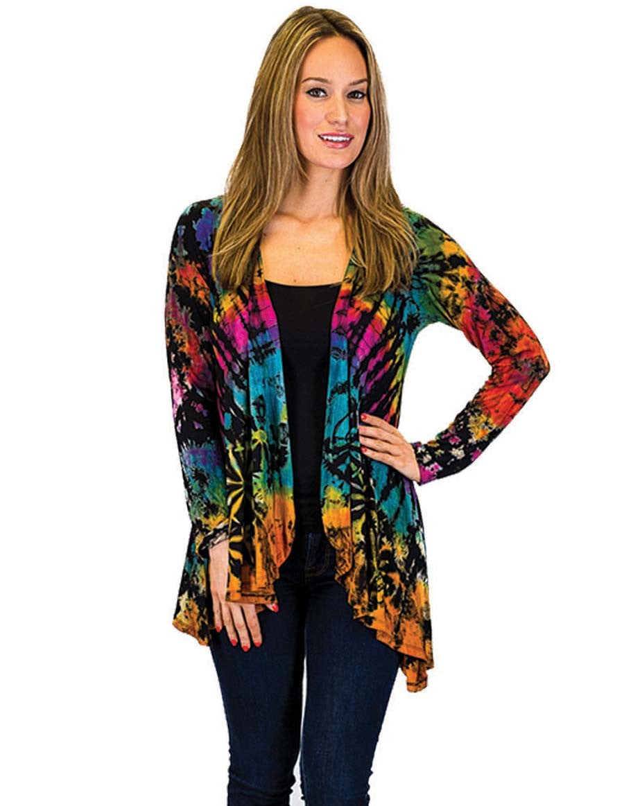 FULL TIE DYE CARDIGAN BLACK