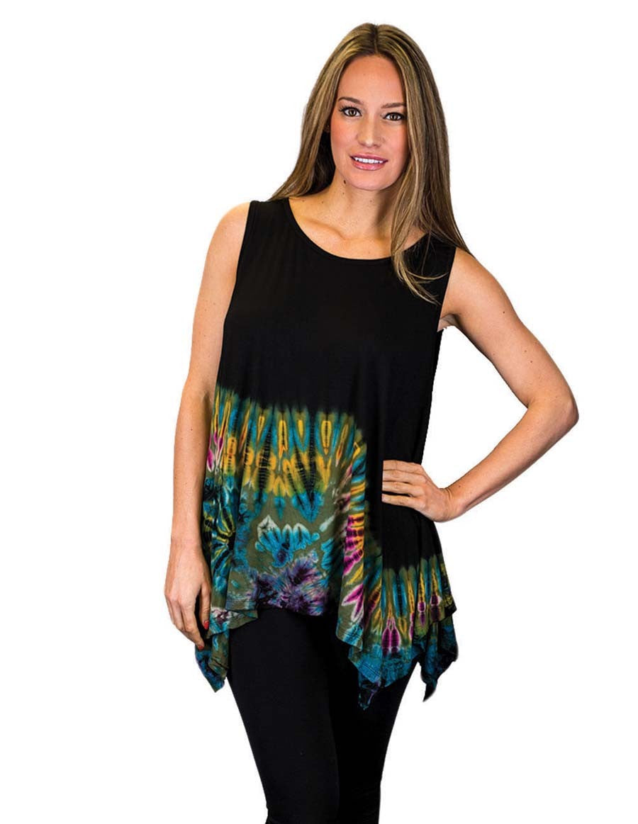 HALF TIE DYE KERCHIEF TOP SLEEVELESS GREEN