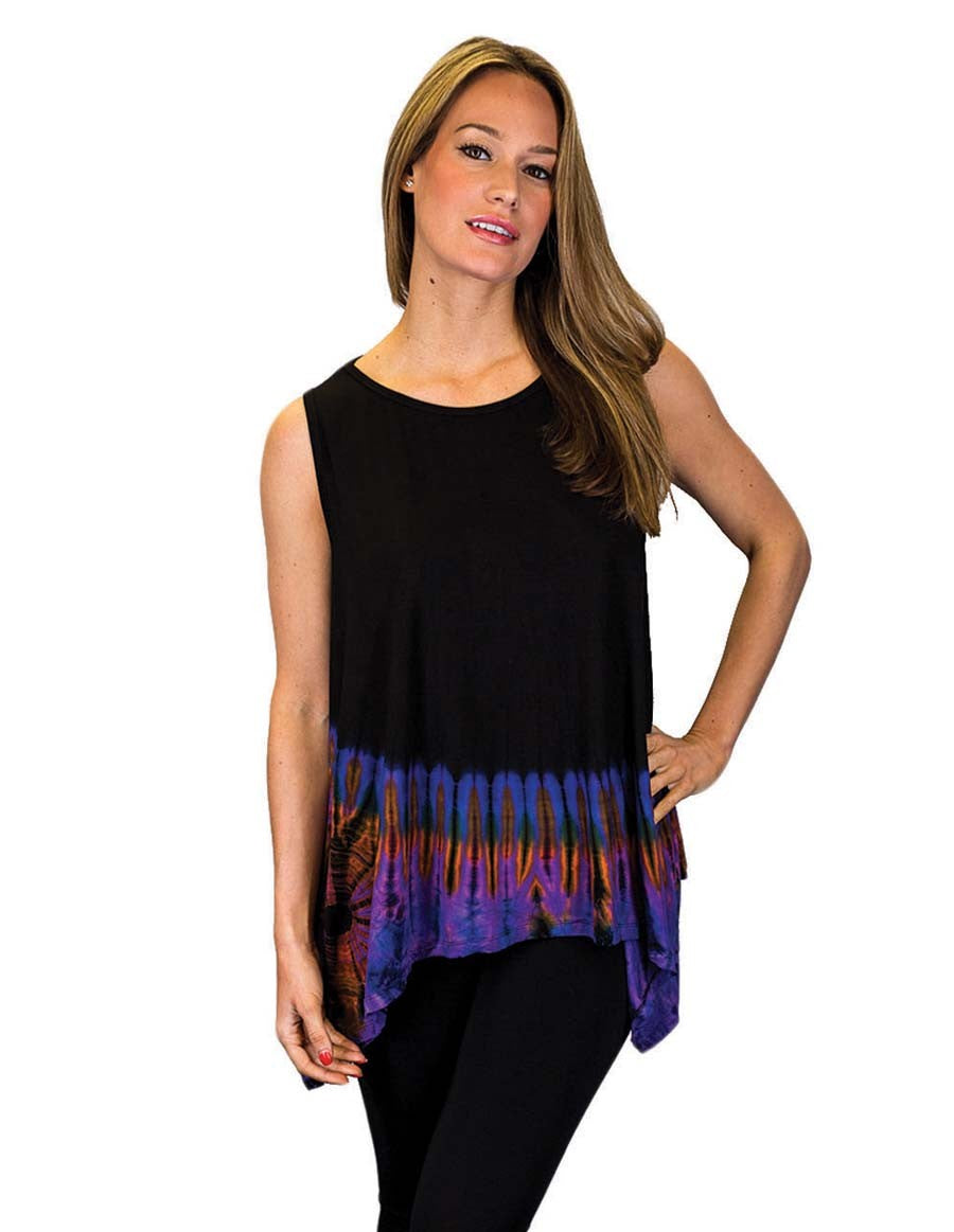 HALF TIE DYE KERCHIEF TOP SLEEVELESS MAROON
