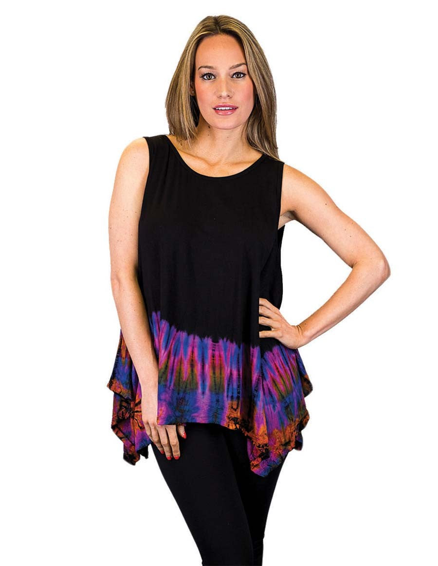 HALF TIE DYE KERCHIEF TOP SLEEVELESS PURPLE