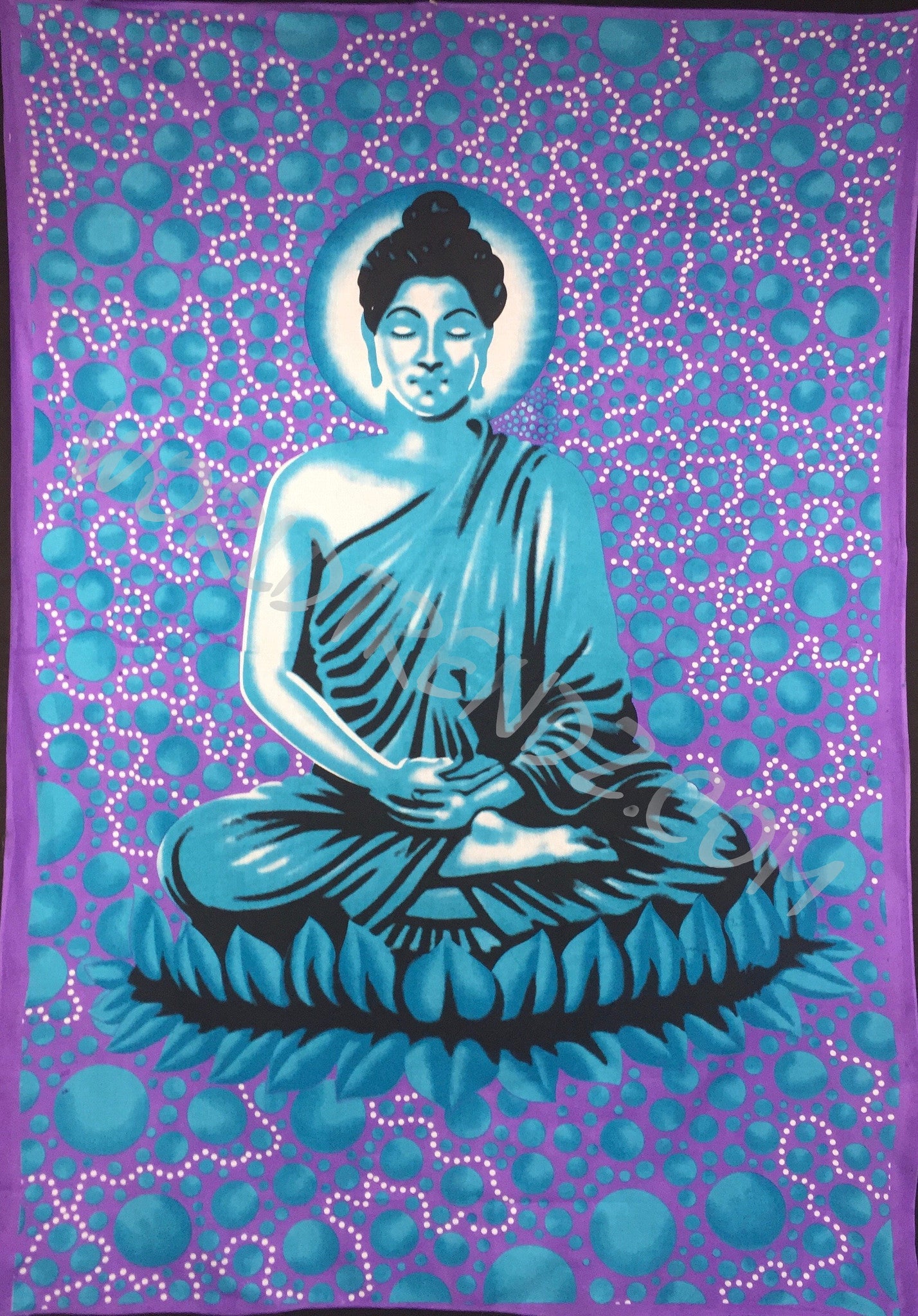 BUDDHA BUBBLES LOTUS TAPESTRY PURPLE-BLUE