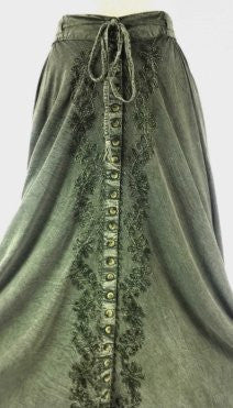 Button-up SKIRT SAGE GREEN Waist Front Stitching ButtonDetail