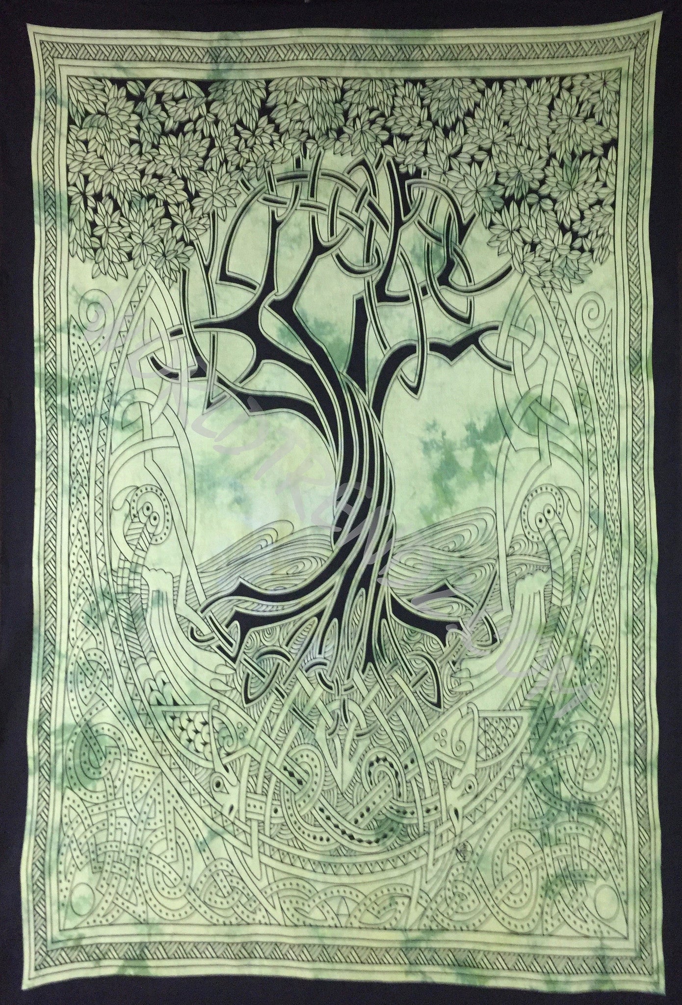 TREE OF LIFE CELTIC TAPESTRY GREEN