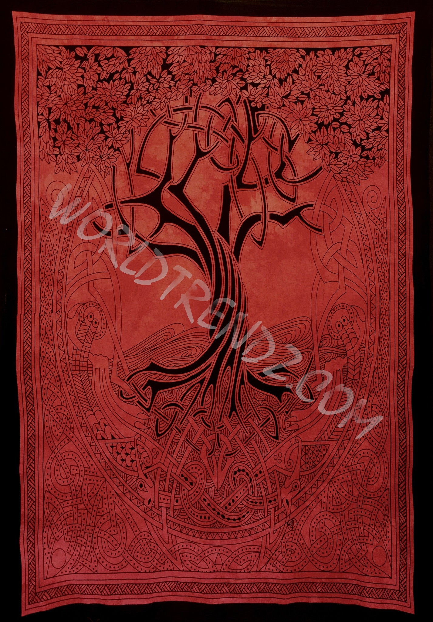 TREE OF LIFE CELTIC TAPESTRY RED