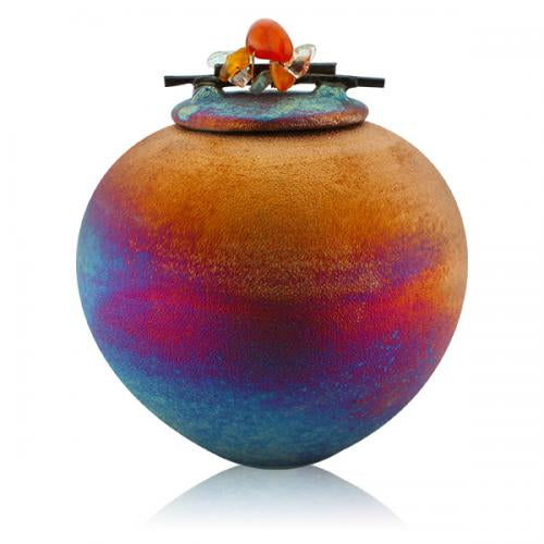 RAKU LARGE JAR with GEMSTONE LID 