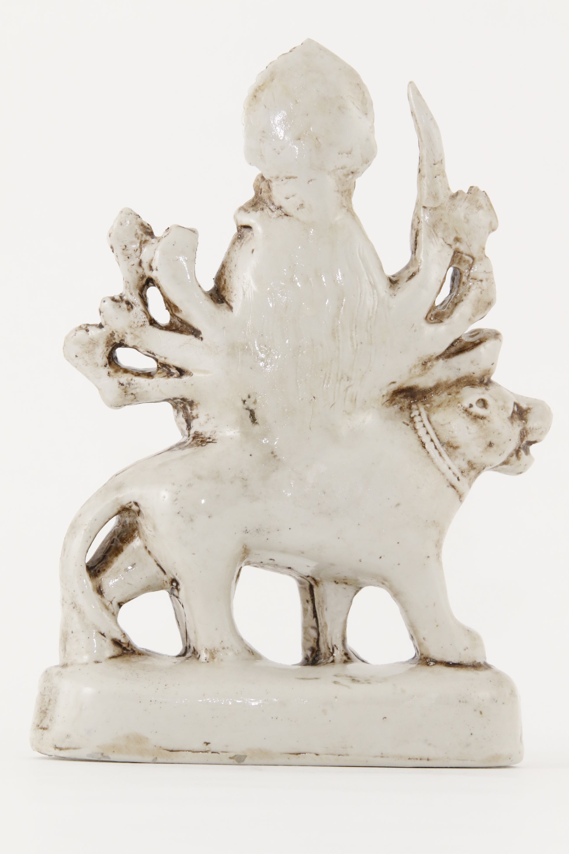 GODDESS DURGA STATUE OFFWHITE BACK VIEW