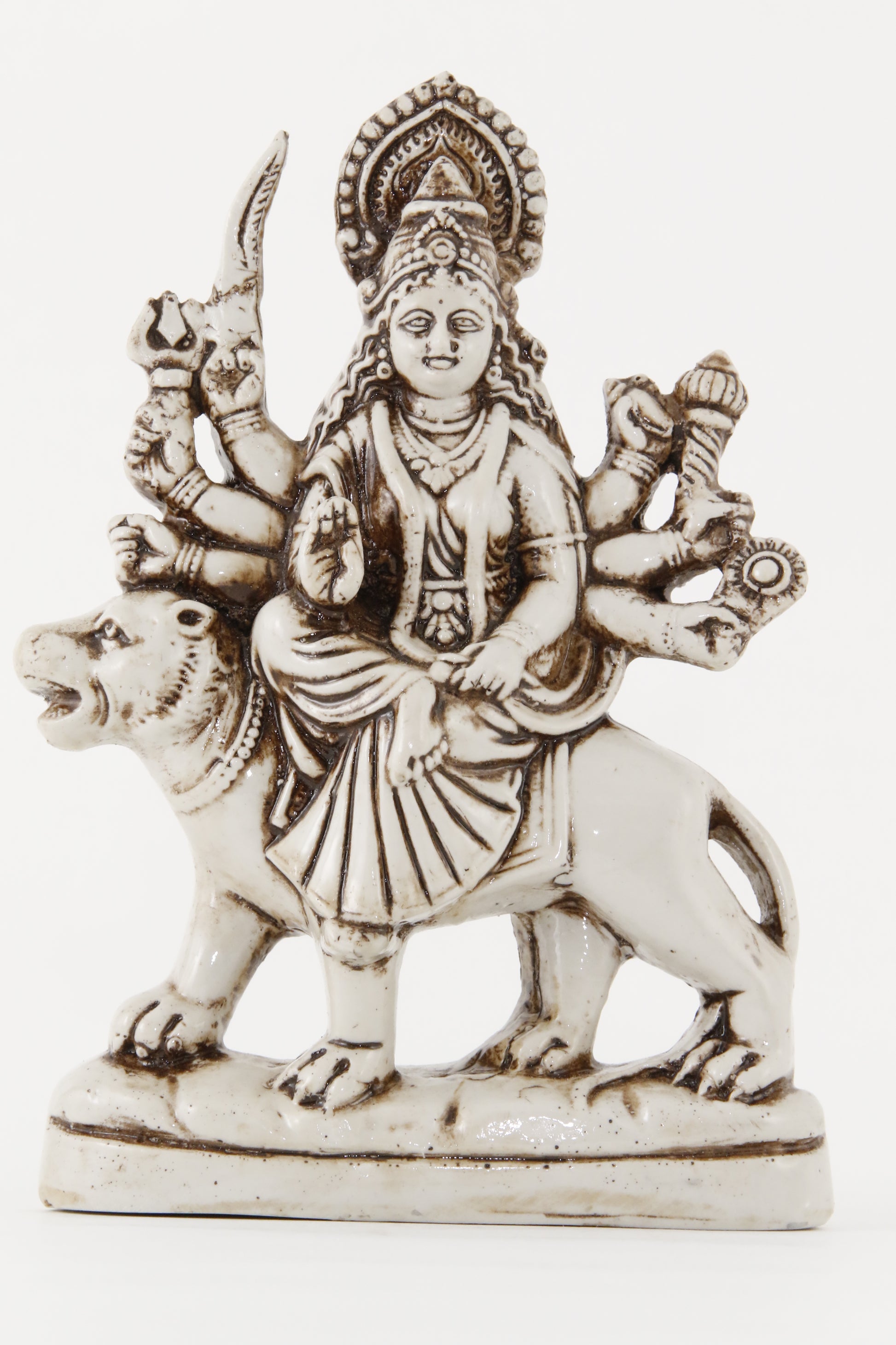 GODDESS DURGA STATUE OFFWHITE FRONT VIEW