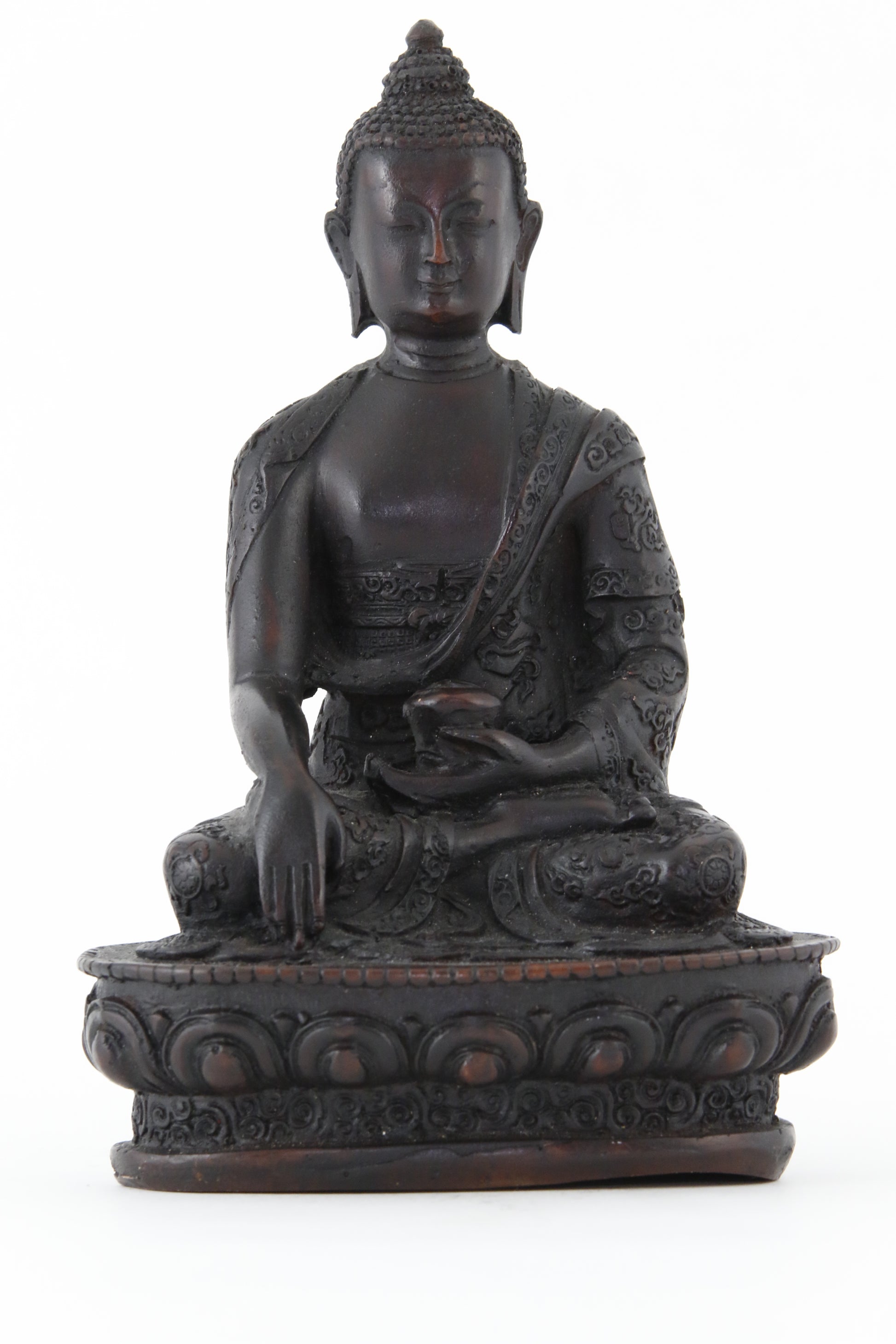 EARTH TOUCHING BUDDHA STATUE DARK LARGE FRONT VIEW