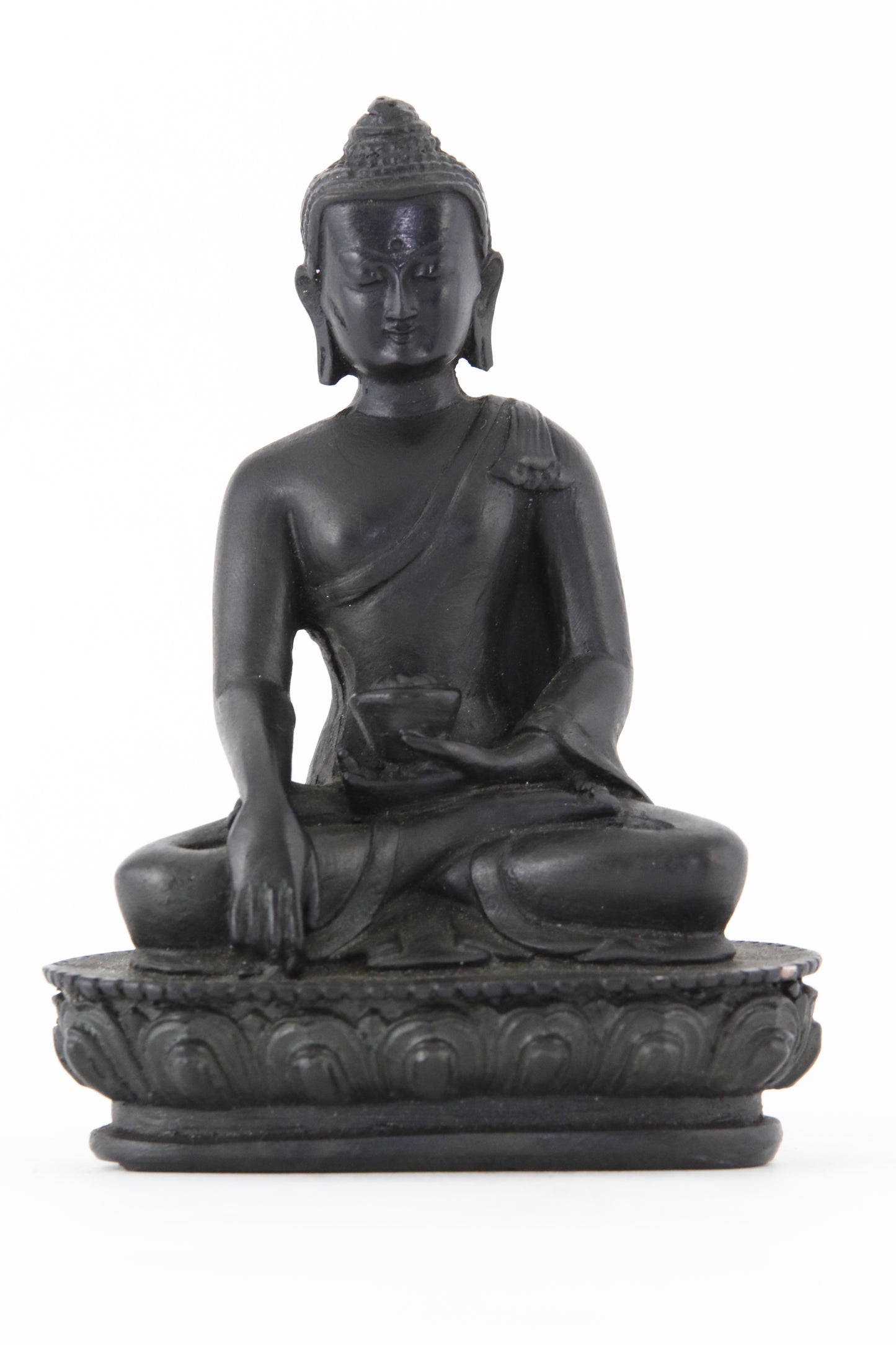 EARTH TOUCHING BUDDHA STATUE DARK MEDIUM SIZE FRONT VIEW