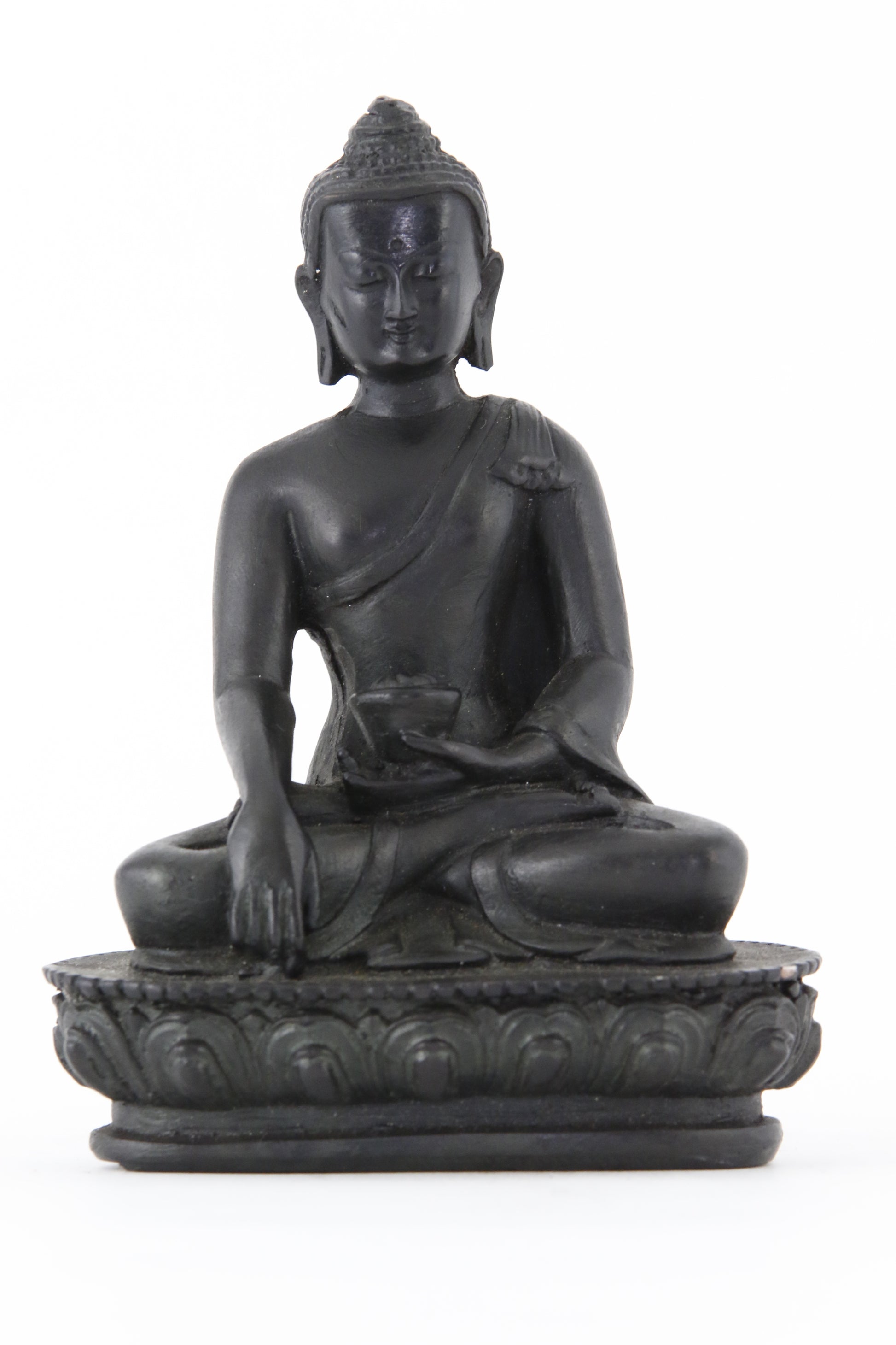 EARTH TOUCHING BUDDHA STATUE DARK MEDIUM SIZE FRONT VIEW