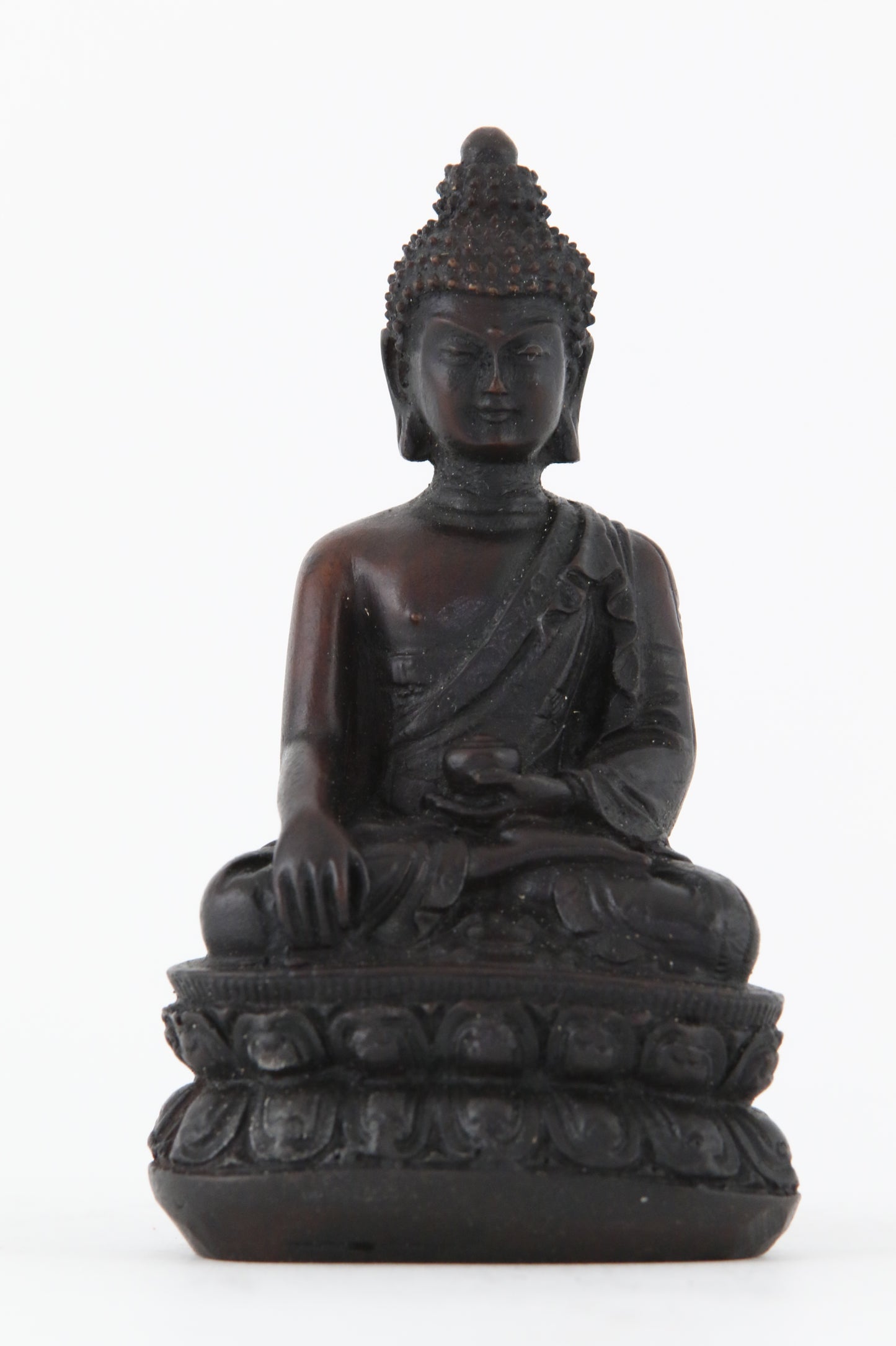 EARTH TOUCHING BUDDHA STATUE DARK SMALL FRONT VIEW