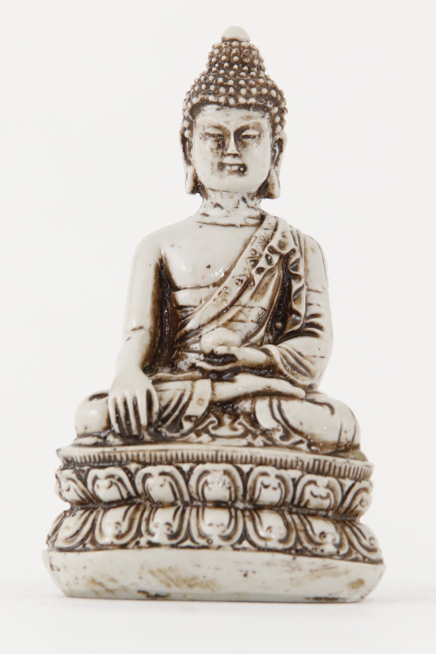 EARTH TOUCHING BUDDHA STATUE OFF-WHITE SMALL FRONT VIEW