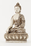 EARTH TOUCHING BUDDHA STATUE OFF-WHITE EXTRA LARGE SIDE VIEW