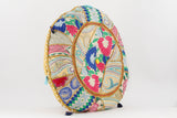 MEDITATION CUSHION LIGHT MUSTARD EMBROIDERED ROUND SIDE VIEW