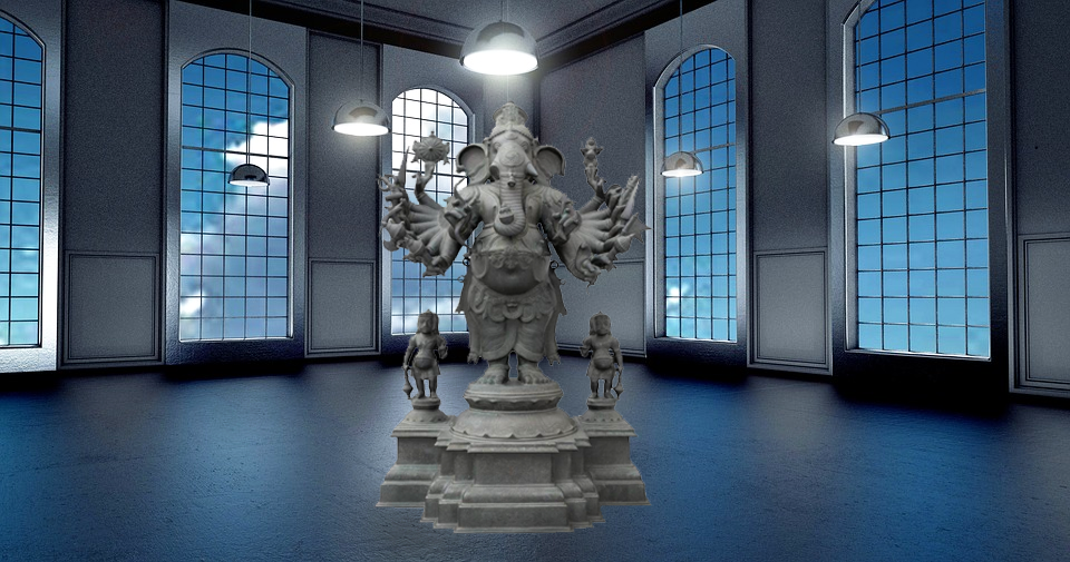 A Magnificent Bronze Figure of 16 Hands Ganesha