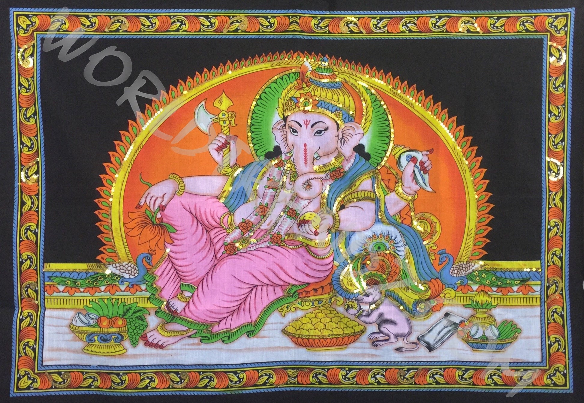 DEITY TAPESTRY SEQUINED GANESHA CONTEMPORARY