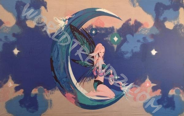 Fairy on the Moon Blue Tapestry