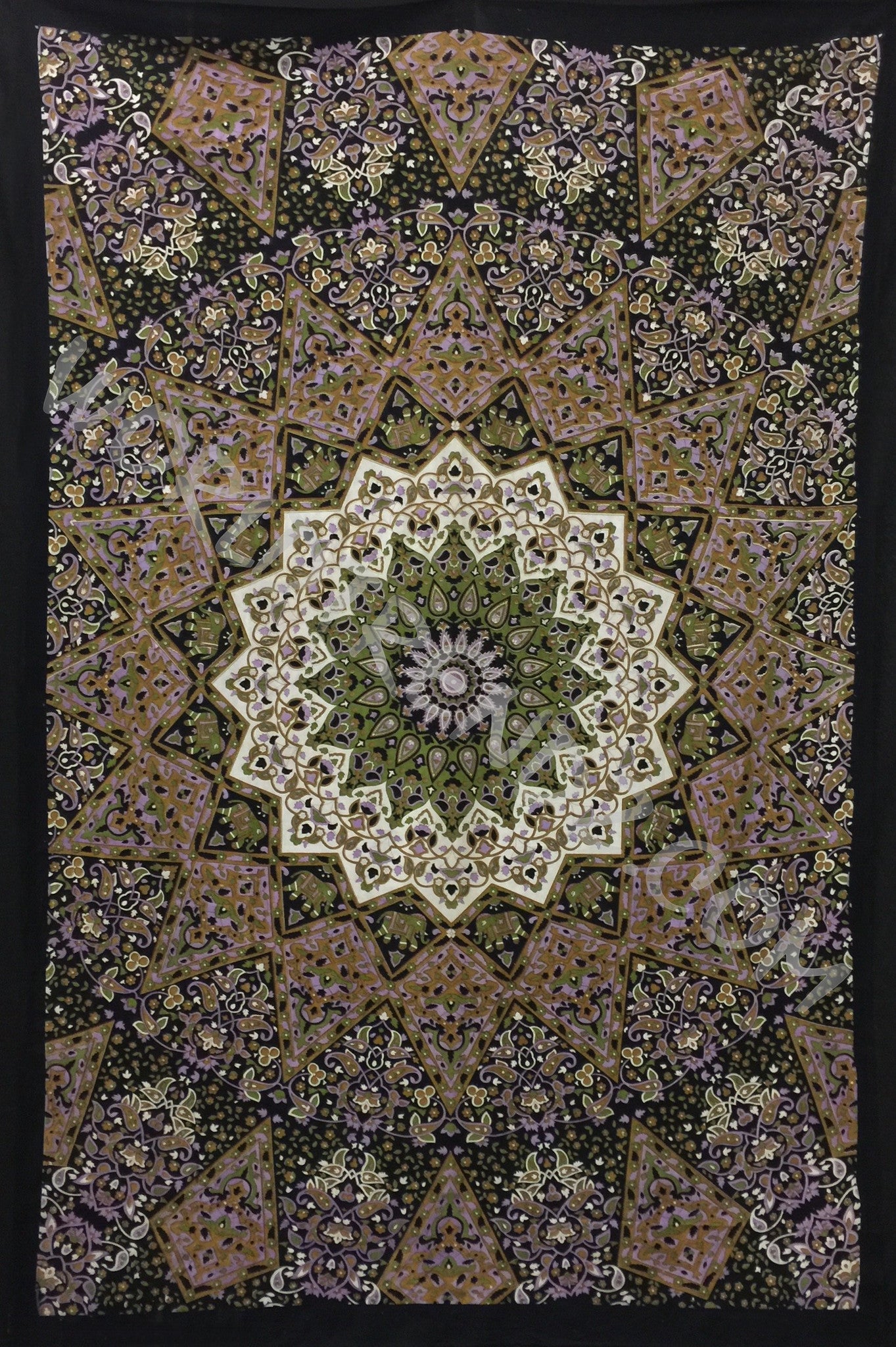 MANDALAS ELEPHANTS AND FLORA TAPESTRY PURPLE