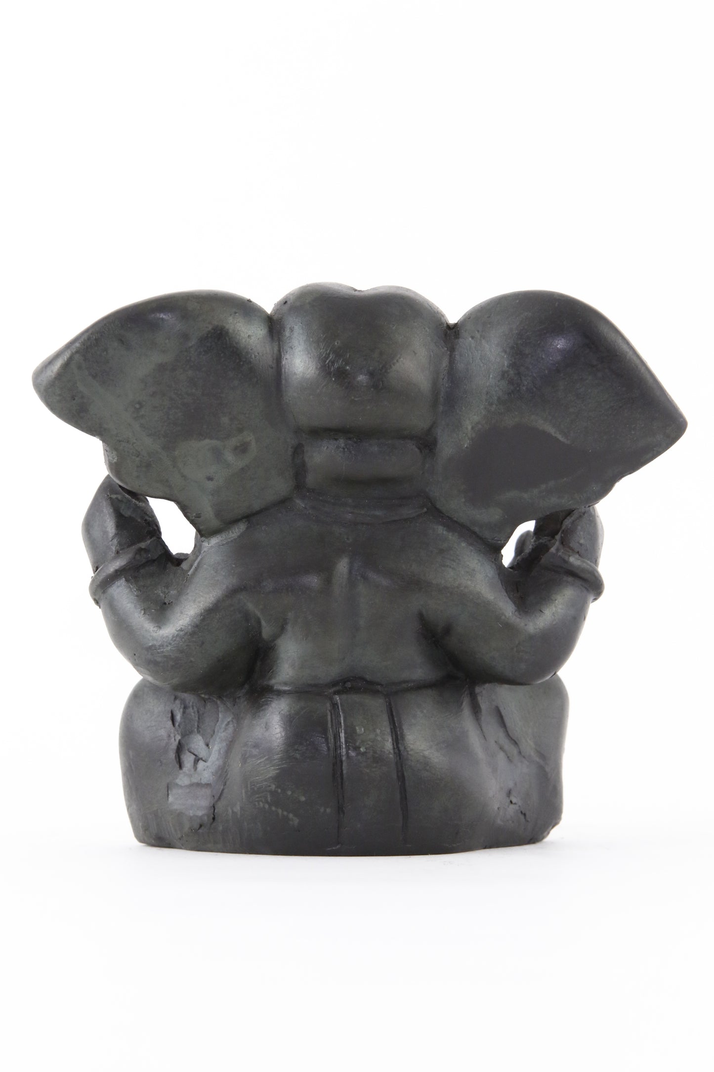 GANESHA BALD POINTY EARS STATUE DARK LARGE BACK VIEW 