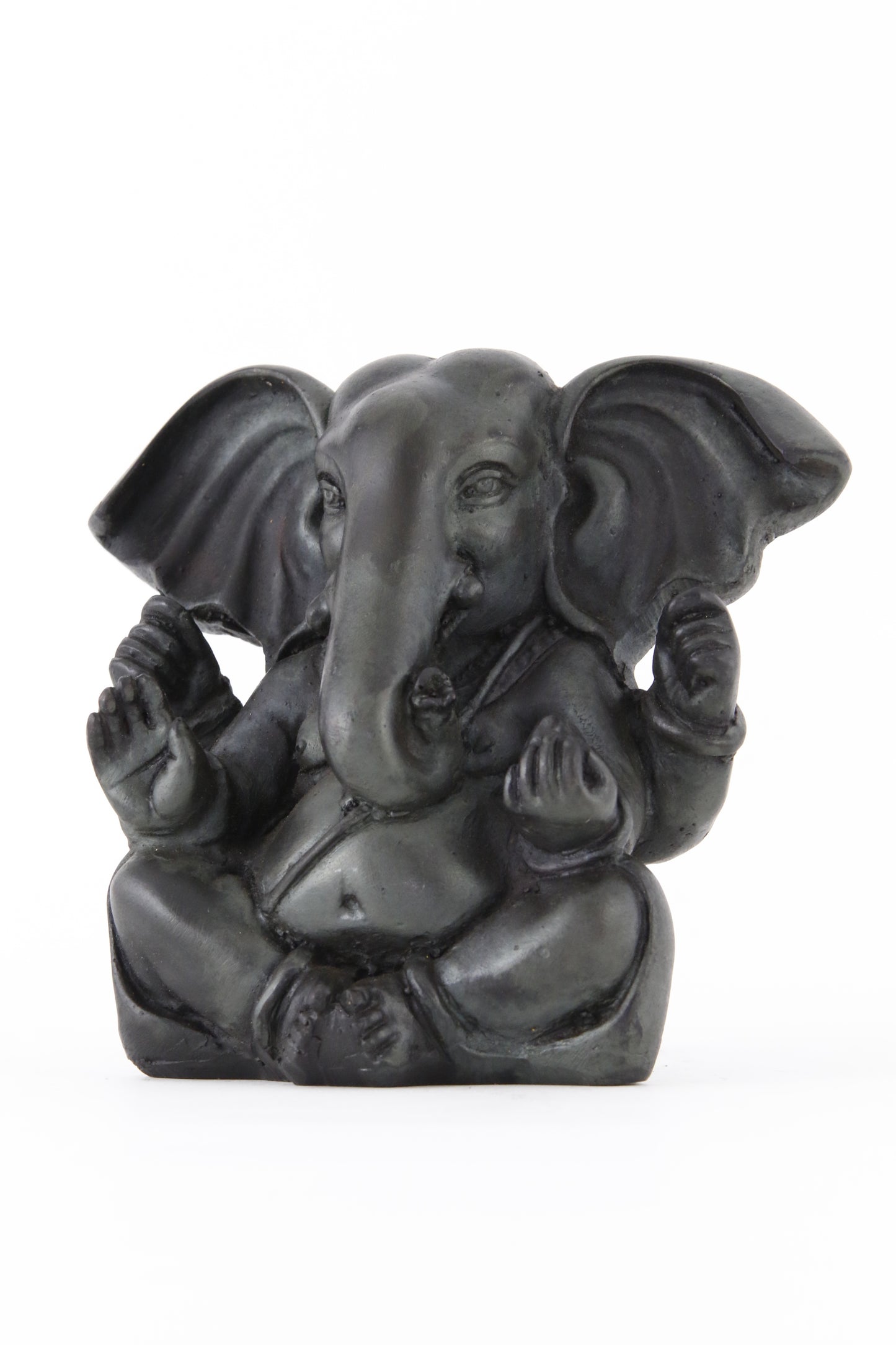 GANESHA BALD POINTY EARS STATUE DARK LARGE SIDE  VIEW