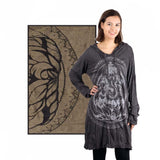 GANESHA HOODIE DRESS OLIVE GREEN