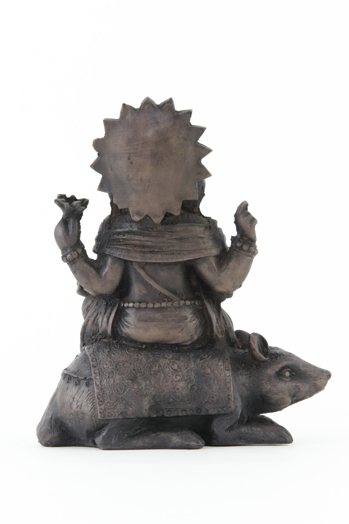 GANESHA ON MOUSE STATUE DARK BACK VIEW
