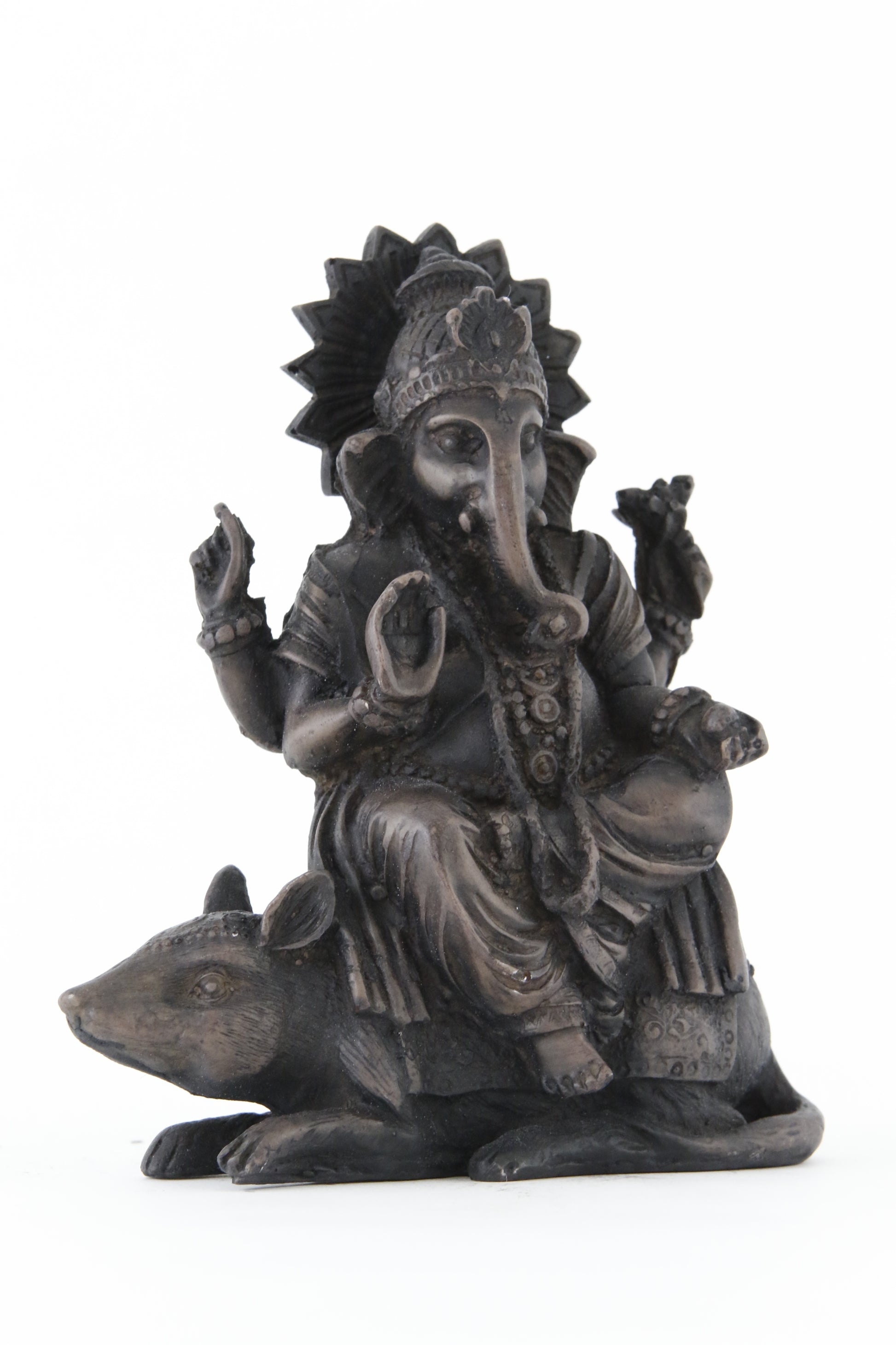 GANESHA ON MOUSE STATUE DARK SIDE VIEW