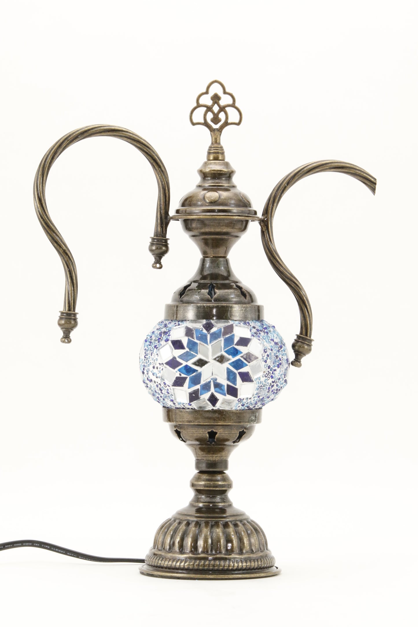 TURKISH MOSAIC GENIE BOTTLE TABLE LAMP BLUE-TURNED OFF