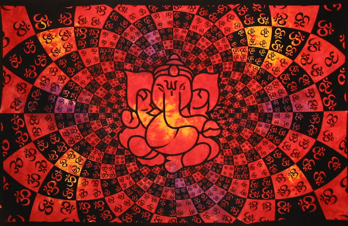 GANESHA PSYCHEDELIC TAPESTRY MULTI RED