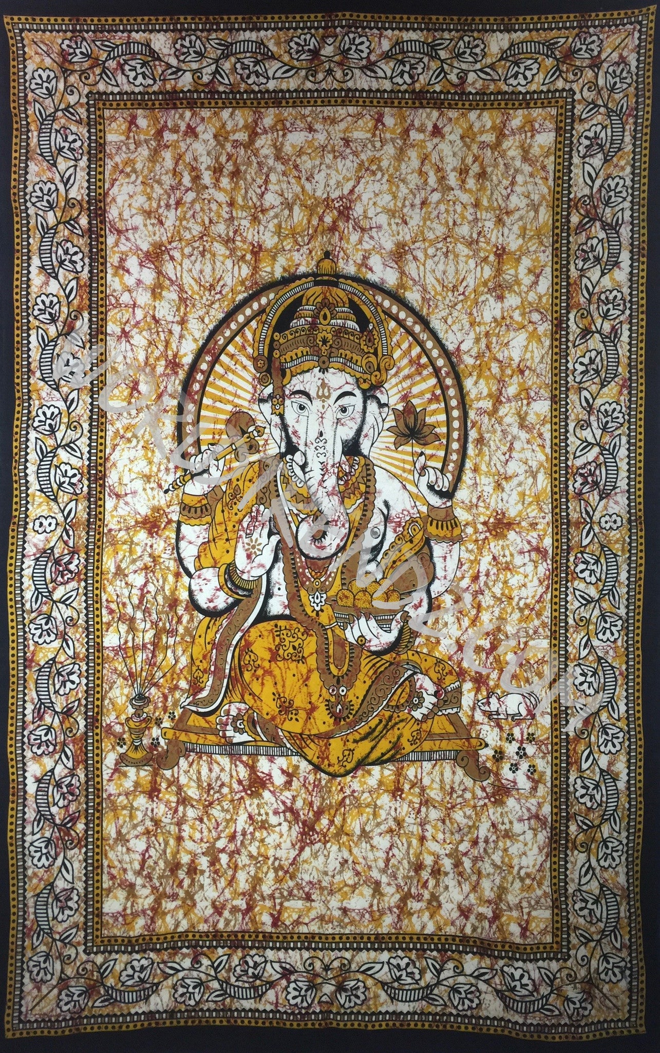 GANESHA TRADITIONAL TAPESTRY YELLOW BATIK