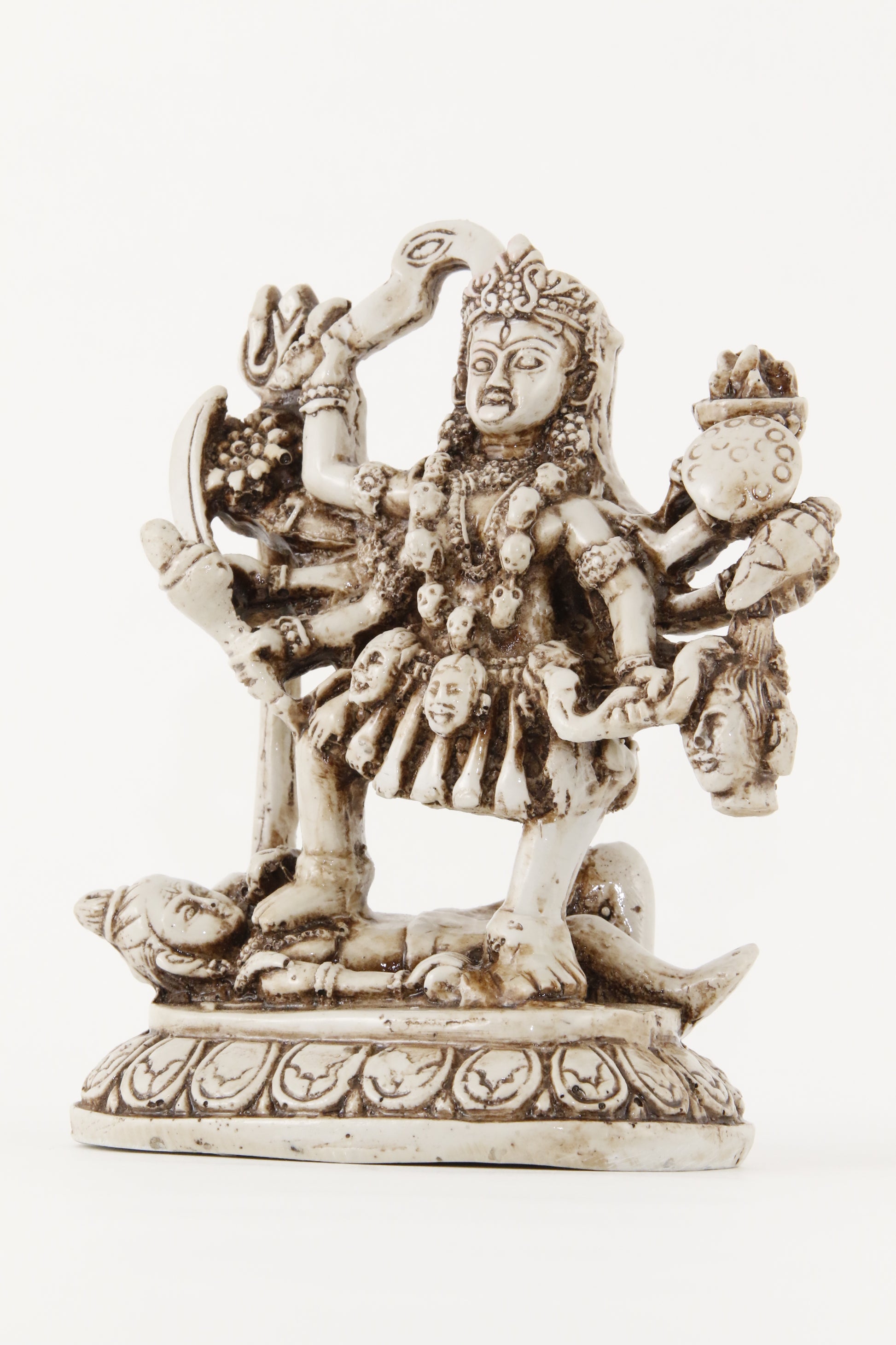 GODDESS KALI DANCING WEAPONS STATUE OFF-WHITE SIDE VIEW