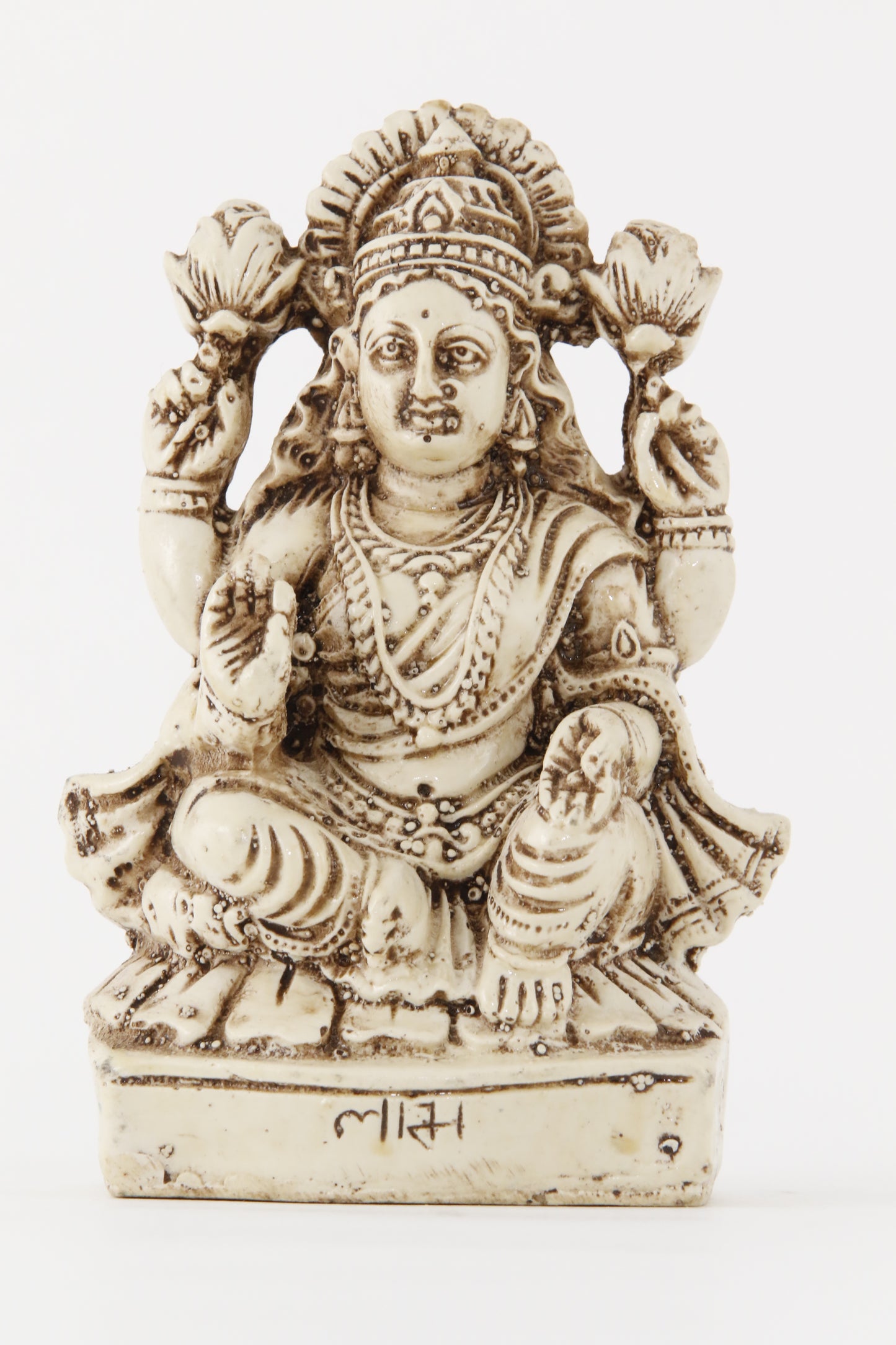 GODDESS LAKSHMI STATUE OFF-WHITE FRONT VIEW