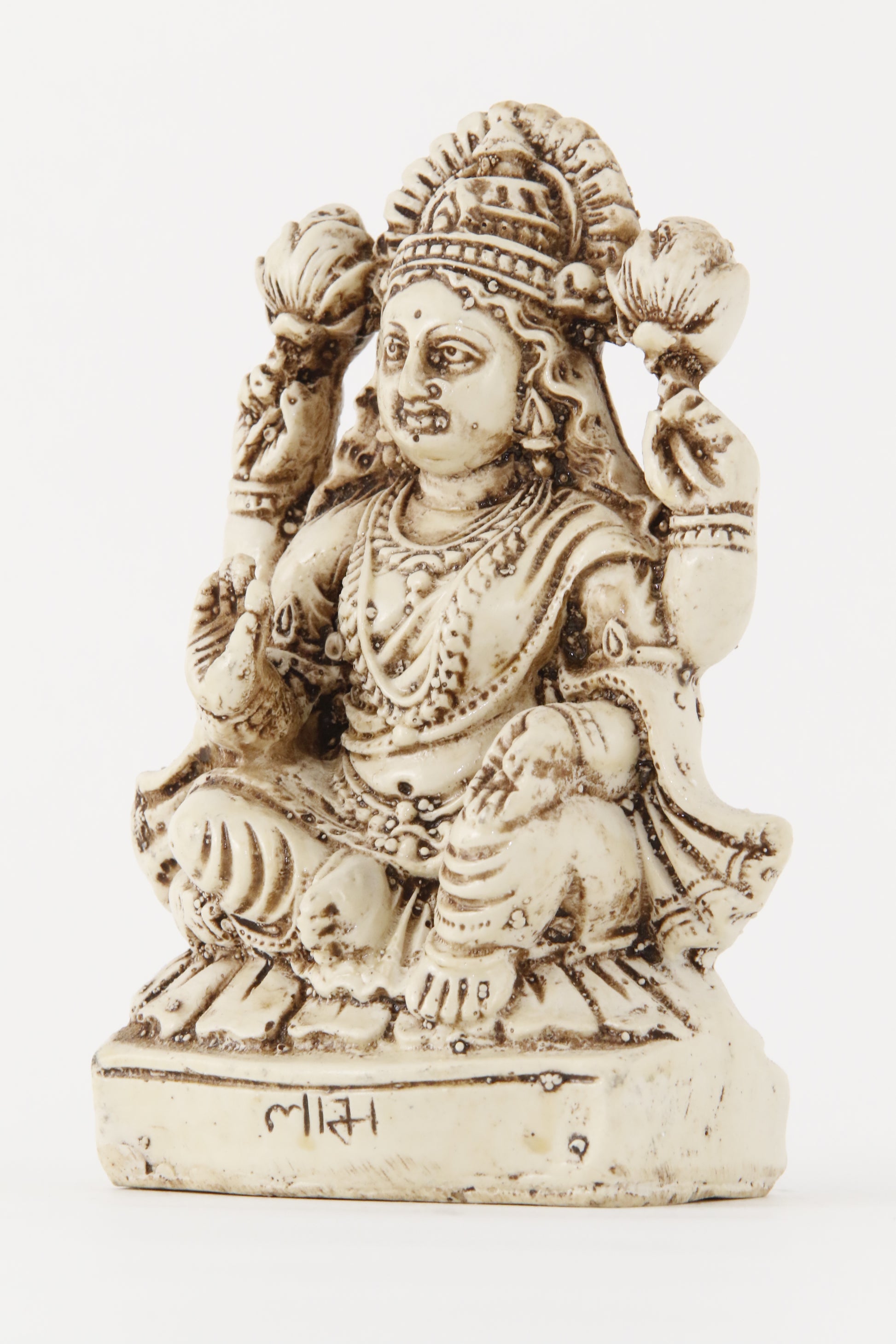 GODDESS LAKSHMI STATUE OFF-WHITE SIDE VIEW