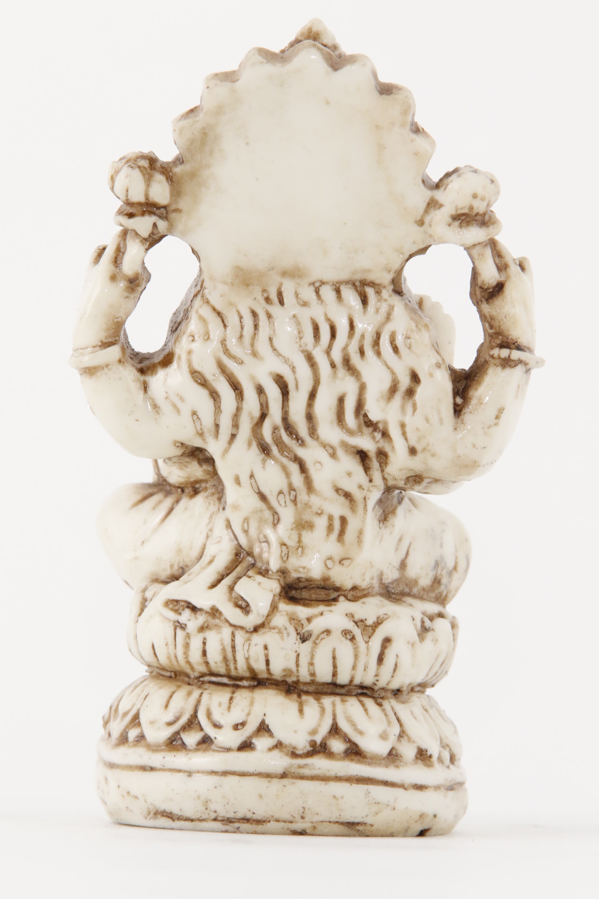 GODDESS LAKSHMI SEATED STATUE OFF-WHITE BACK VIEW