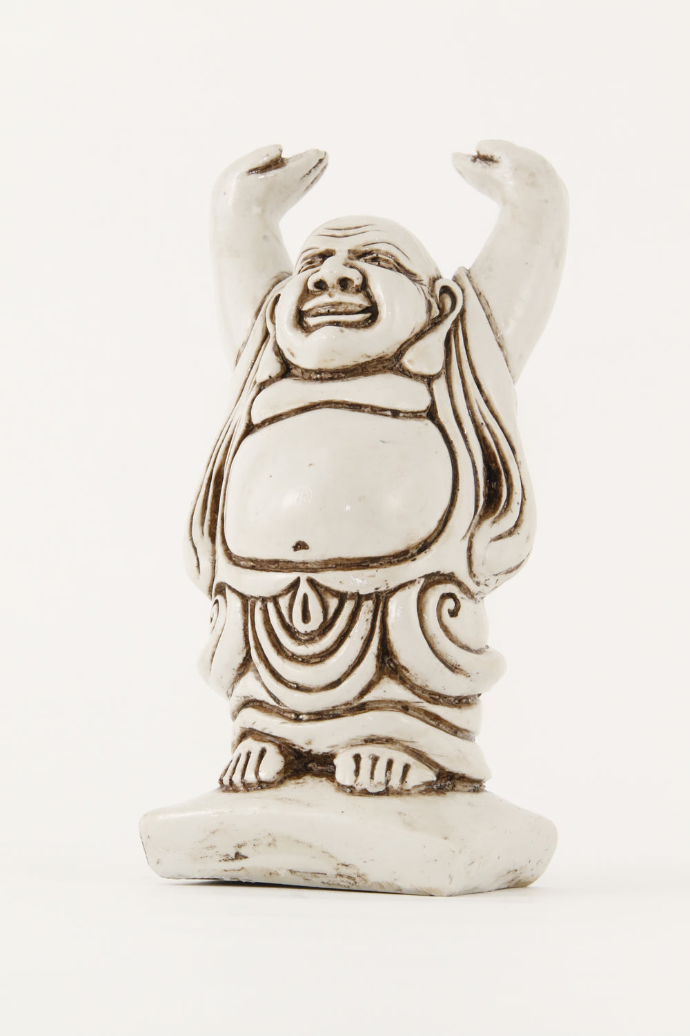LAUGHING BUDDHA STATUE OFF-WHITE LARGE SIZE SIDE VIEW