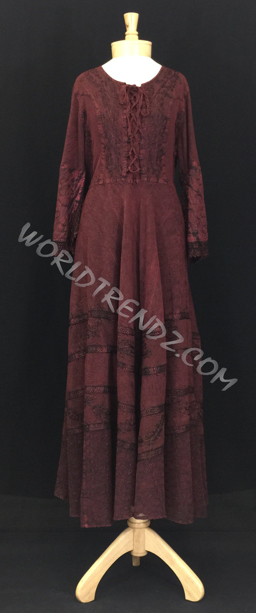 LACE-UP MEDIEVAL DRESS MAROON
