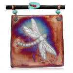 RAKU DREAMCATCHER TILE DRAGONFLY