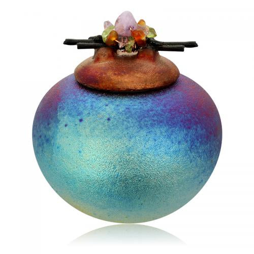 RAKU MINI JAR with GEMSTONE LID 