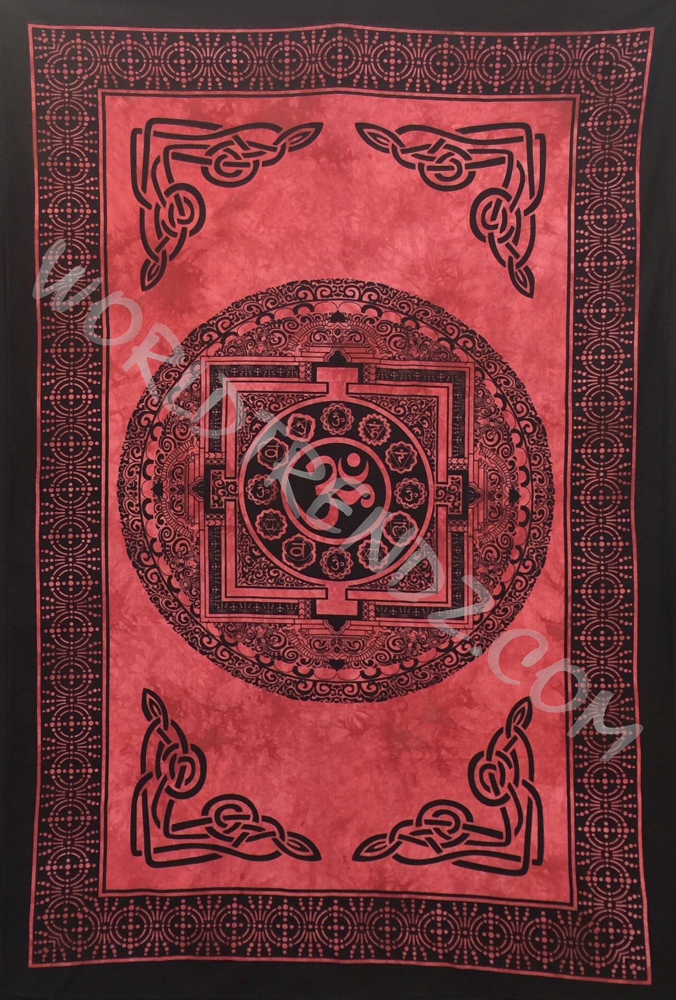 OM CHAKRA TAPESTRY RED