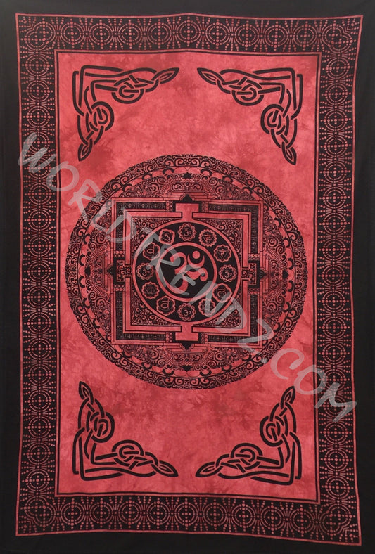 OM CHAKRA TAPESTRY RED