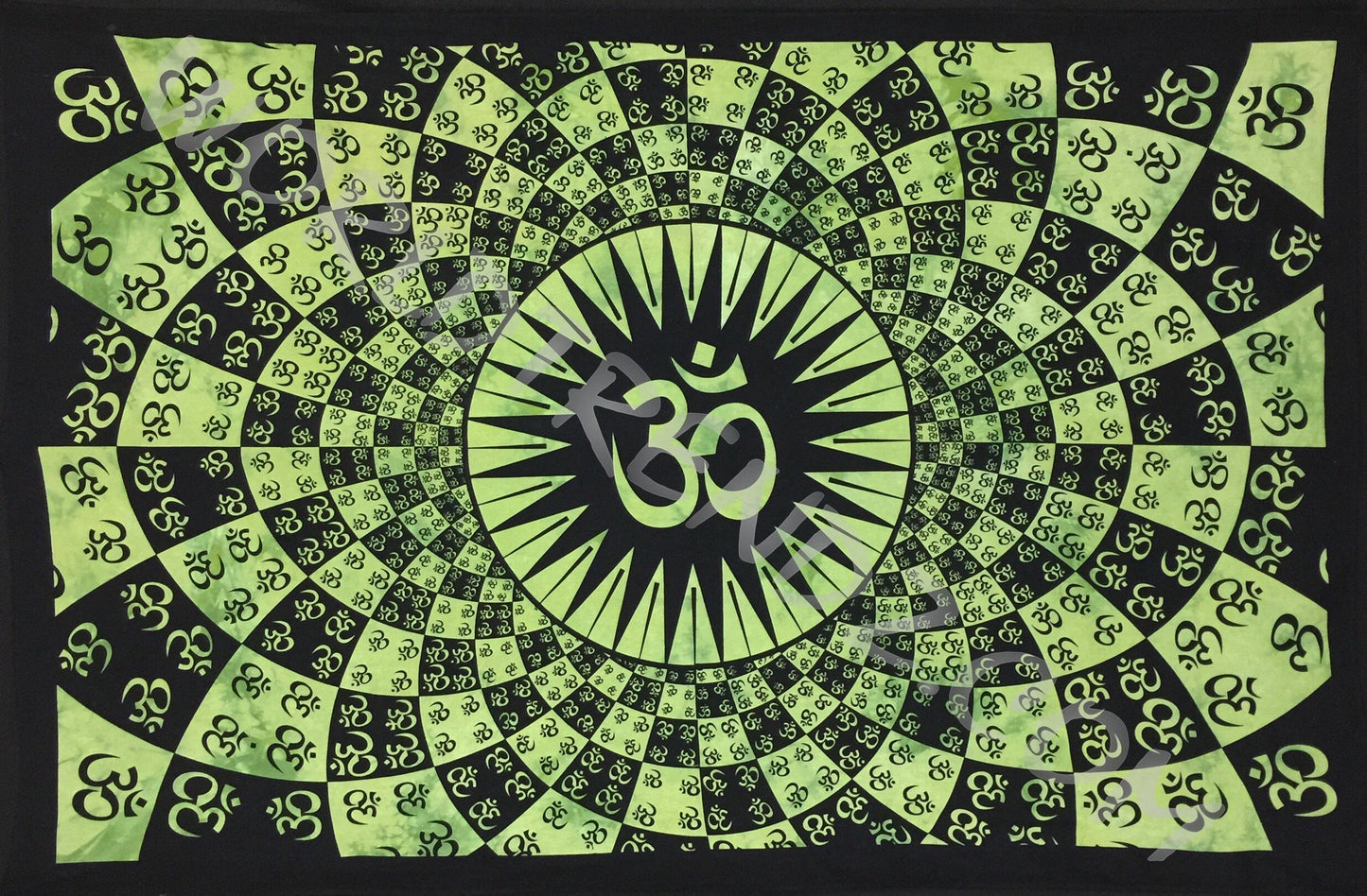 OM PSYCHEDLIC TAPESTRY GREEN