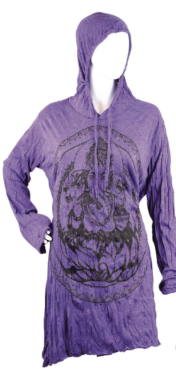 GANESHA HOODIE DRESS PURPLE