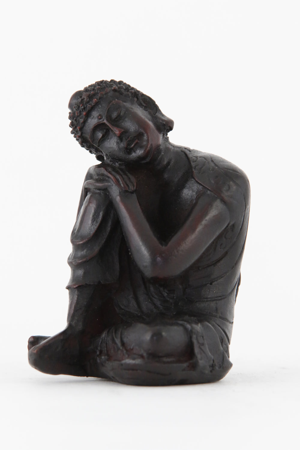 RESTING BUDDHA STATUE DARK SMALL SIDE VIEW