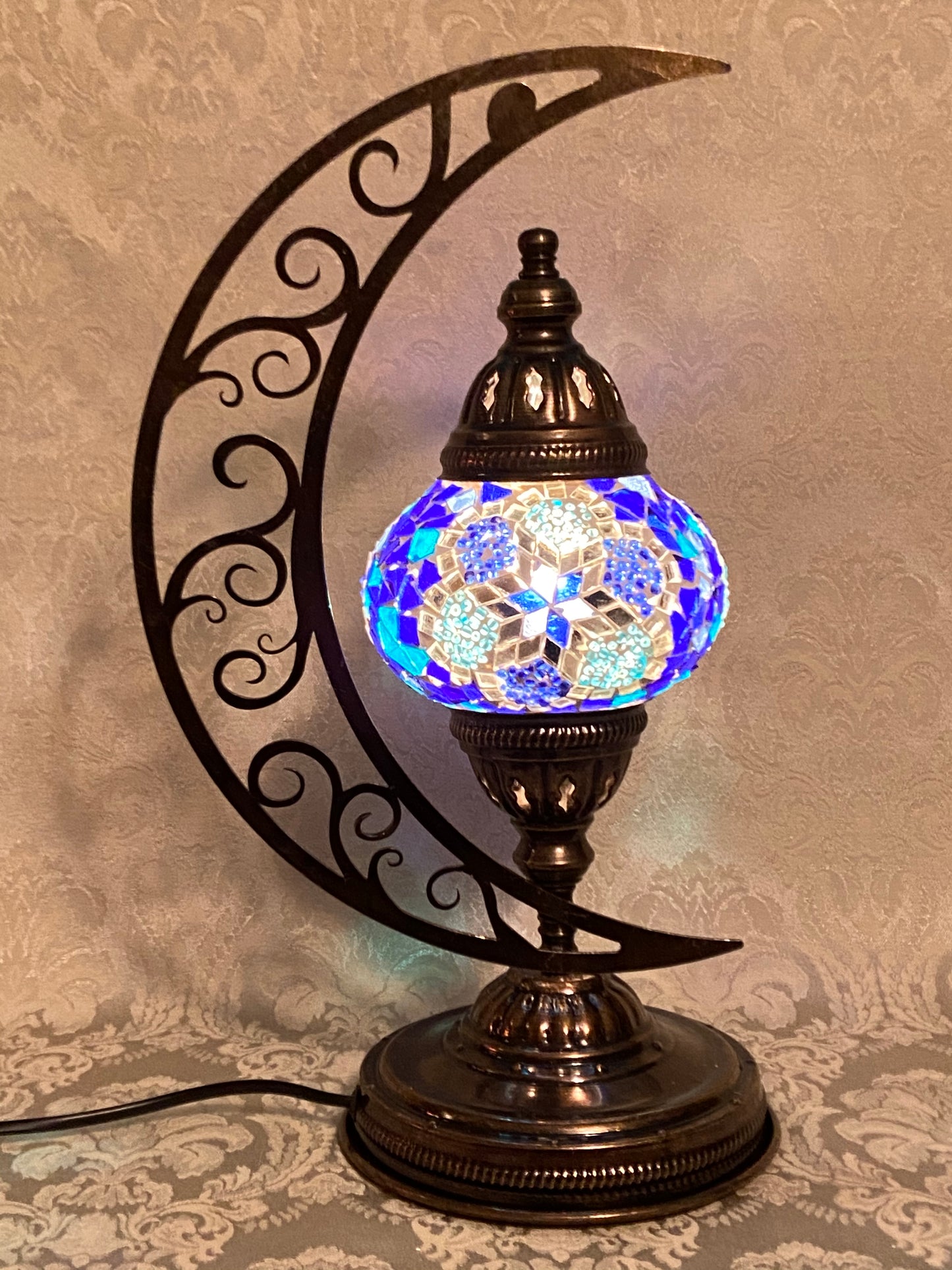 ISTANBUL CRESCENT MOON TABLE LAMP ROYAL BLUE