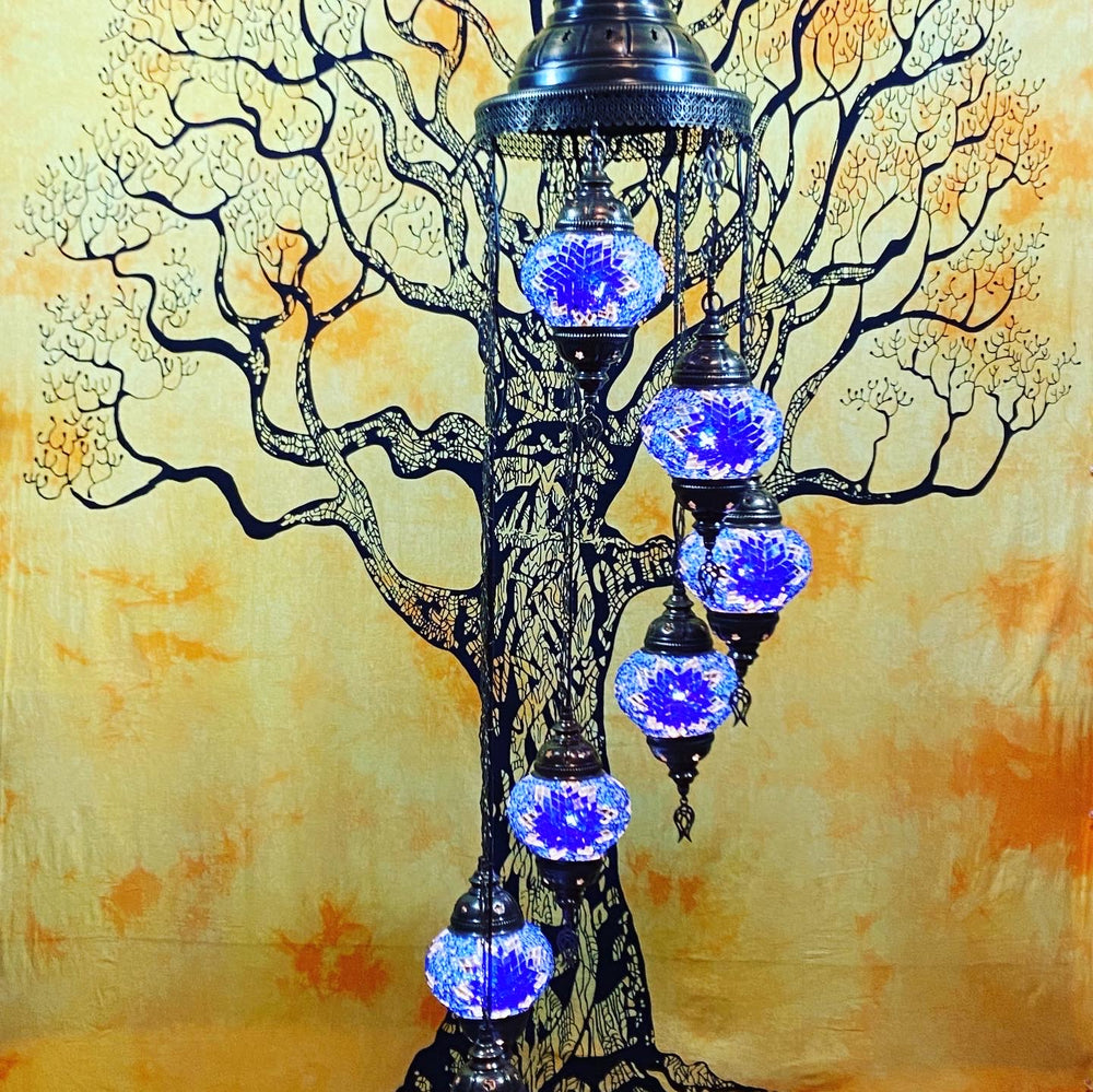 7 GLOBES CHANDELIER  ROYAL BLUE