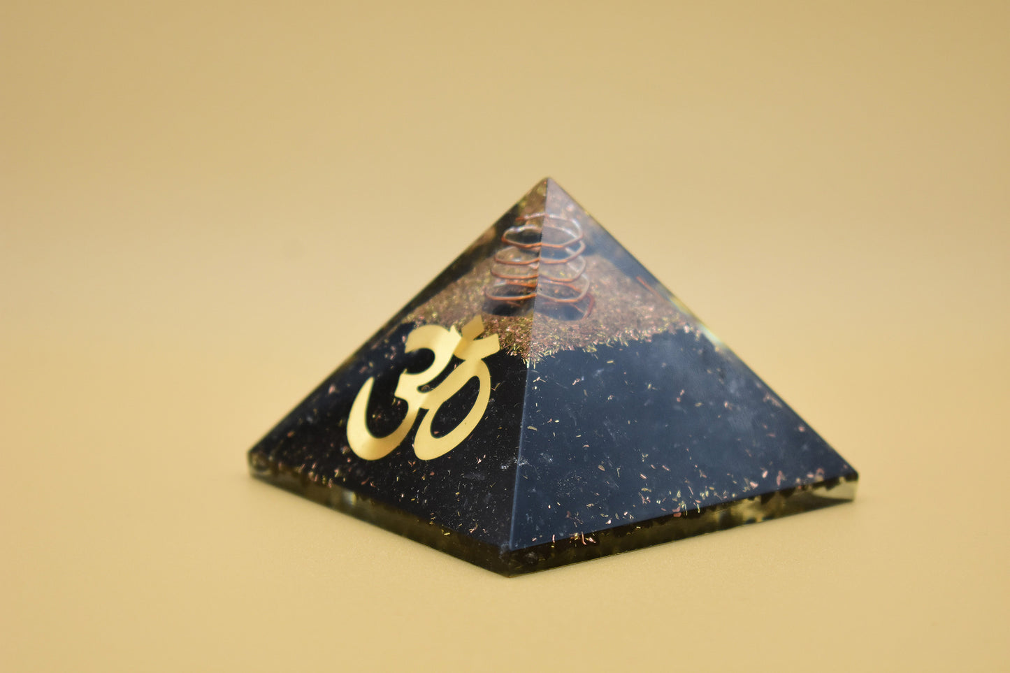 Black Tourmaline Small Pyramid  OM Symbol 