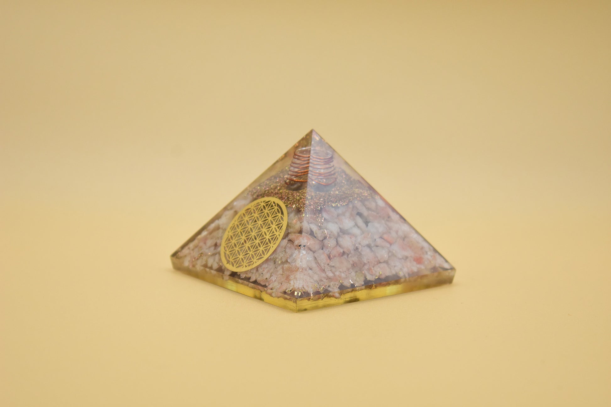Sunstone Small Pyramid Flower of Life Symbol