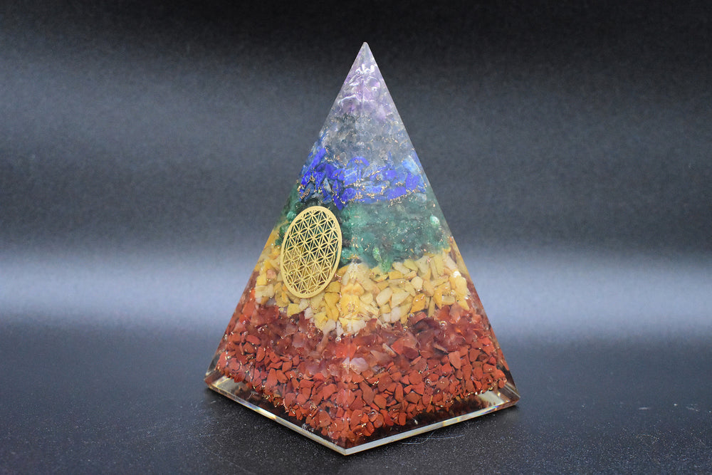 Chakra Large Pyramid Flower of Life Symbol