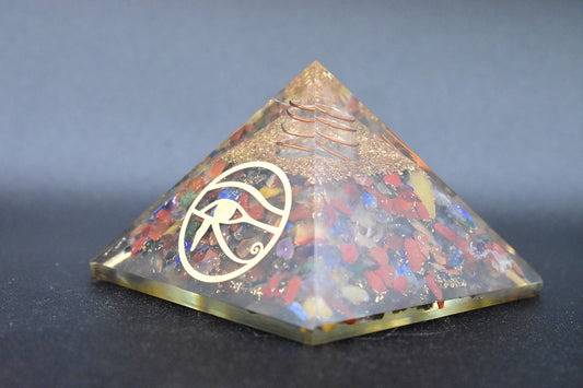 Mixed Chakra Stones Orgone Pyramid Eye
