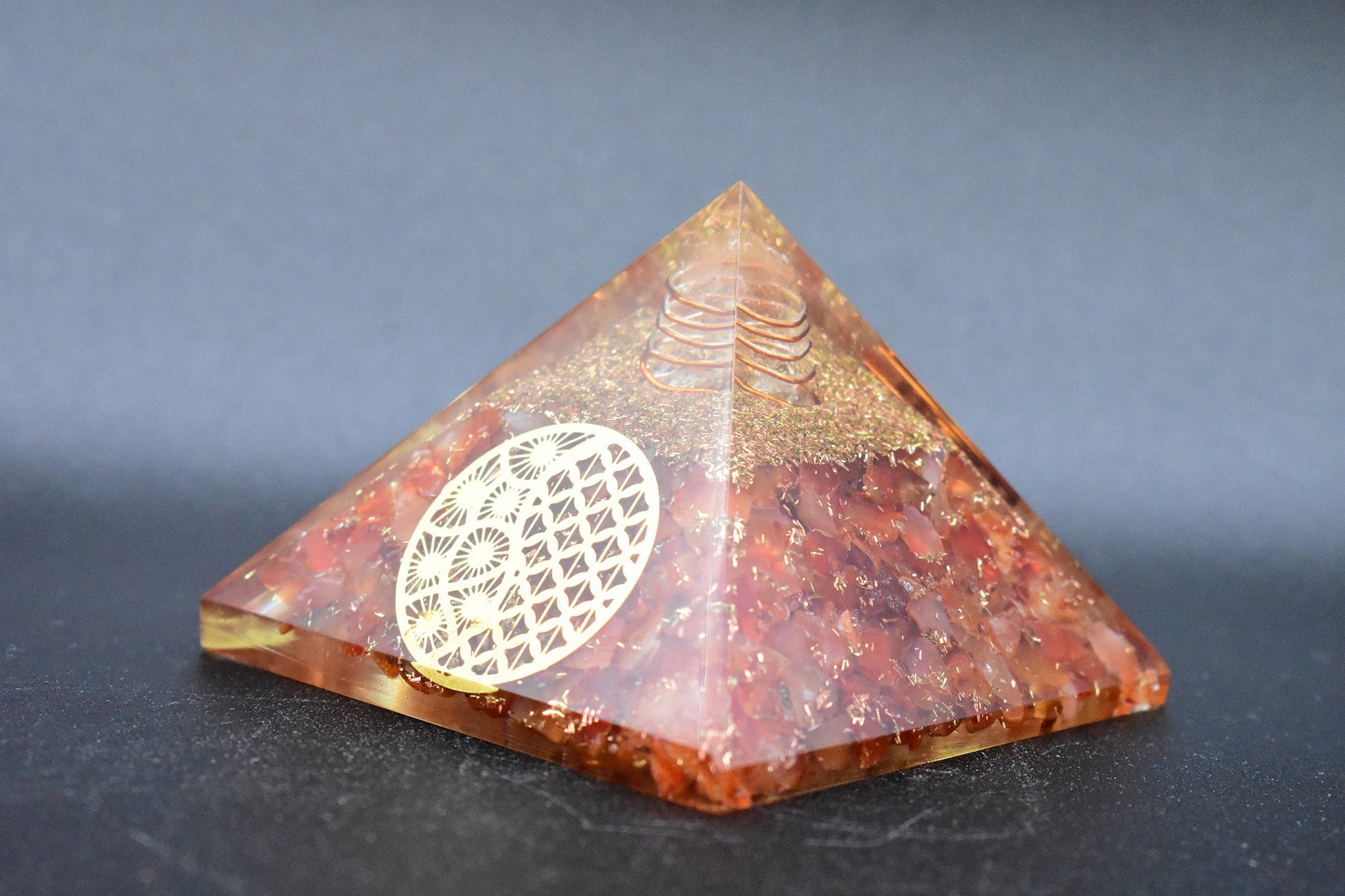 Carnelian Small Pyramid Sacred Geometry Yin Yang Symbol